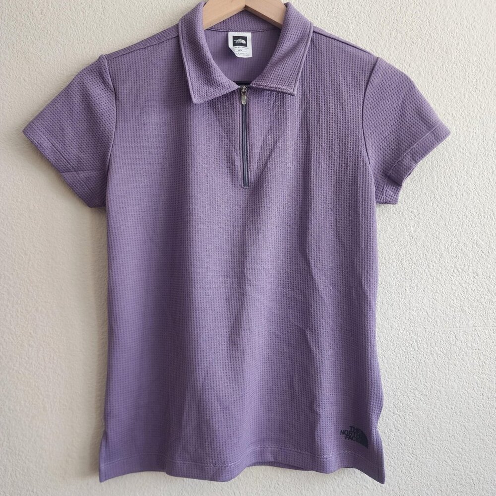 North Face Shirt Womens Medium Purple VaporWick Zip Polo Outdoor Hiking Athletic